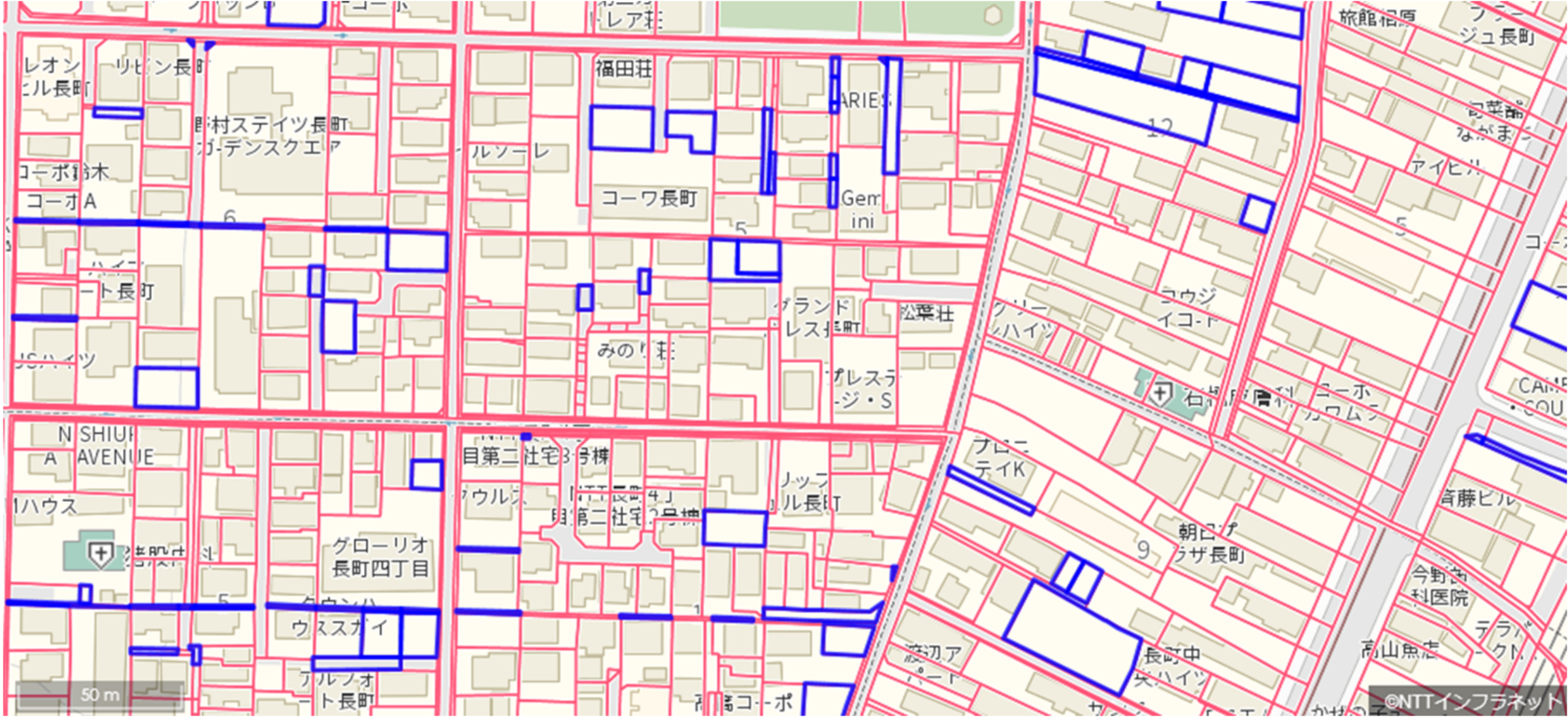 図：仙台市の駅周辺の空き地を抽出し、リスト化と共に弊社ちばんMAP上で可視化